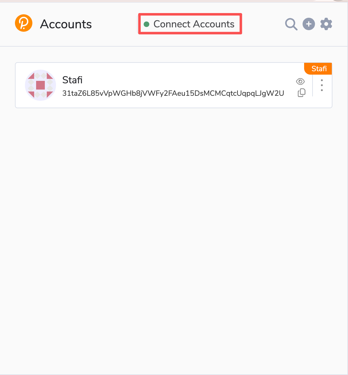StaFi Chain account selection
