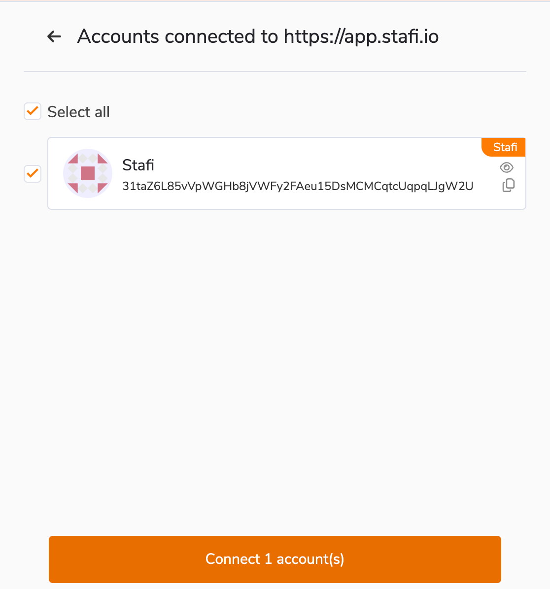Polkadot wallet connected